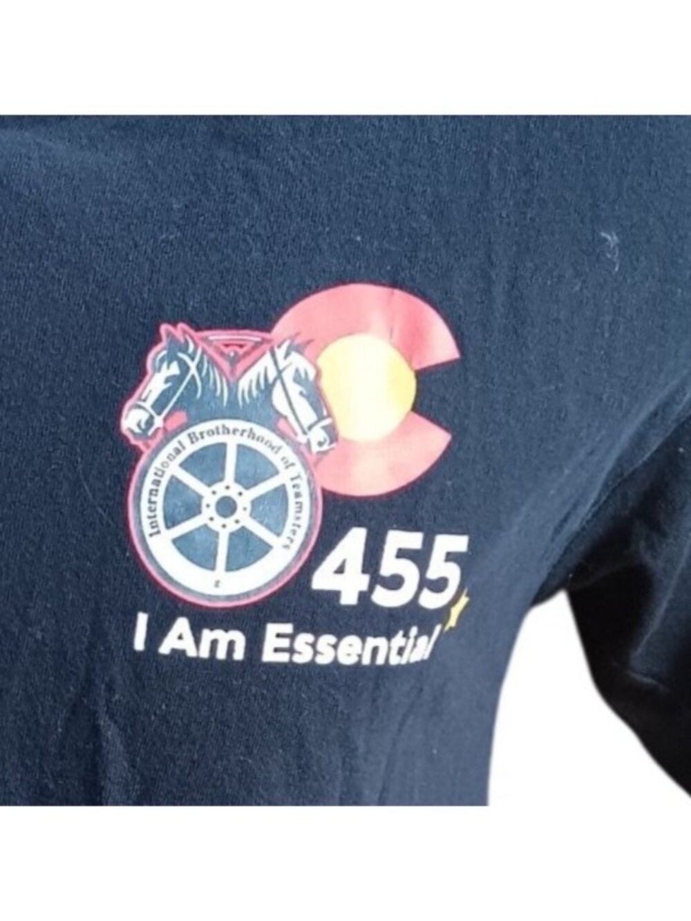Teamsters Union 455 T-Shirt Men's Medium Essential Services Workers Black